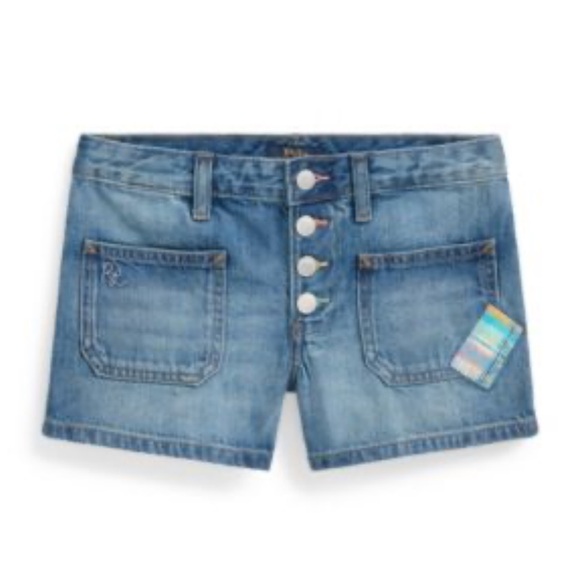 NWT Polo Ralph Lauren‎ Girls Patchwork Cotton Denim Shorts Classic Preppy Summer - Picture 1 of 11